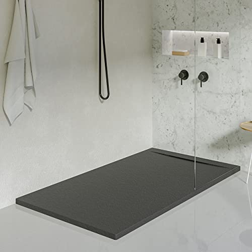 KOES - Plato de Ducha de Resina Modelo Liena – 100x100 – Negro RAL 9005