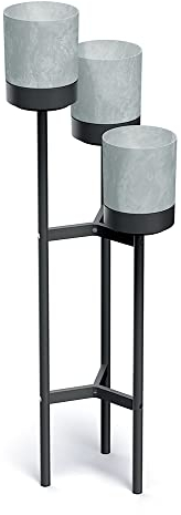 Blumenständer Pflanzgestell Blumenampel Pflanzenständer Blumentopfhalter mit 3 Töpfen Beton Optik Blumentopf Pflanzpyramide (125cm Beton)