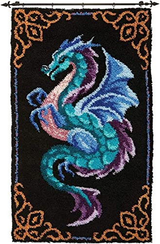 YOOTOM Knüpfteppich Zum Selber knüpfen, Knüpfsets Latch Hook Kit Selbst Knüpfen Set für Kinder und Erwachsene, Farbmuster vorbedruckt，50x38cm