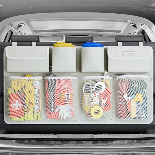 SURDOCA Car Boot Organiser Hanging, Car Interior Accessories, Ricewhite L
