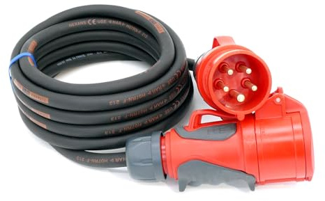 CEE Starkstromkabel (1,5m-50m) 16A Verlängerungskabel Titanex H07RN-F 5x2,5mm² mit PCE Grip Stecker und Kupplung, Business-Line von Event-Kabel (5 Meter)