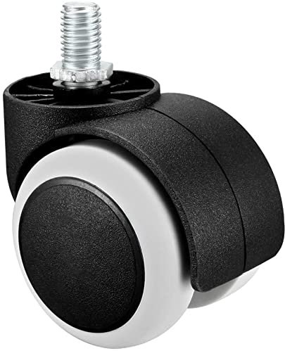 XYWHPGV Office Chair Casters Wheels 2 Inch PU Twin Wheel M10x14mm Threaded Stem Rotate Caster White(f7d04 76976 eeab9 eb687 aa697 0b861