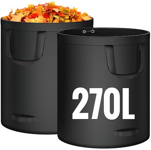 OFFIKA Gartenabfallsäcke, 272L* 2 robuste Gartensäcke mit Griffen, wiederverwendbarer Garten-Rasenlaubbeutel, ideal zum Sammeln von Gartenabfällen, Pflanzenresten, Gras und Blättern (272L)