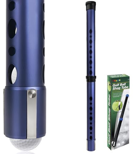 Nogcay Golf Ball Picker Upper Aluminium Alloy Golf Ball Retriever Shag Tube, Golf Ball Shagger Holds 20 Golf Balls Retriever Tool Golf Ball Collector Blue