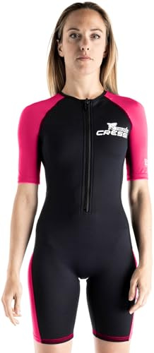 CRESSI Women's Tiburon Lady Shorty Wetsuit Black/Pink 2mm S/2 Neopren und Elastan Neoprenanzug, Schwarz/Rosa