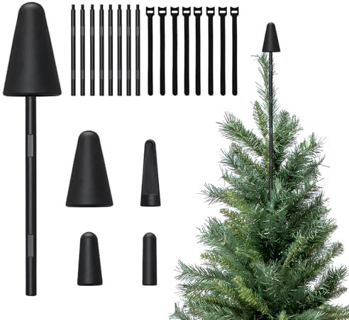 Set di 4 punte universali per albero di Natale, in plastica, colore nero, per la maggior parte dei tipi di base, 112 cm, altezza regolabile