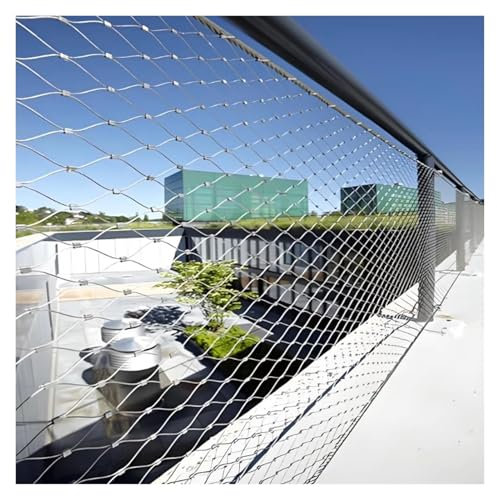 VXHCS 304 Edelstahl-Seilnetz, 1,5mm/2mm Sicherheitsnetz Absturzsicherungsnetz In Großer Höhe Maschendrahtzaun, Gartennetz (10cm/1.5mm,1.5x5m/4.9x16.4ft)