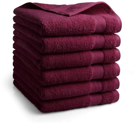 DoubleDry Premium Handtücher Set - 6 Stück 50 X 100 cm Baumwolle - 500 g/m² - Weich & Saugstark - Handtuch Badetuch badehandtücher für Bad und Dusche (Bordeaux Rot)