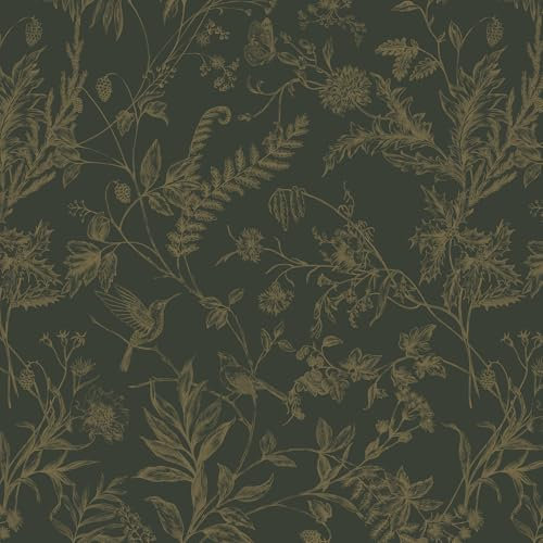 LiKiLiKi Klebefolie Möbel Grün Blumentapete 44×300 cm Vintage Selbstklebende Tapete Möbelfolie Abwaschbare und Wasserfest Klebetapete für Küche Schlafzimmer Schrank