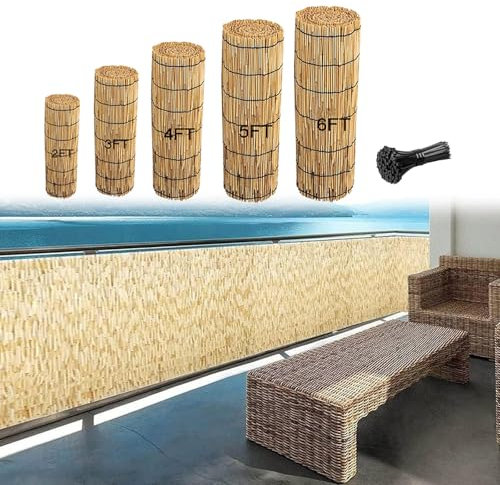 LRHELPBNR Clôture en Roseau Naturel, Écran De Confidentialité Décorative, Protection Vent & Soleil, Paillis Terrasse Balcon, pour Ajouter De L'intimité Et De L'ambiance(0.61x9m/2x29.5ft)