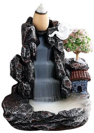 Quemador de Incienso de Cascada de Resina, Soporte para Quemador de Incienso de Reflujo, Porta-Inciensos para Decoración del Hogar Meditación Yoga