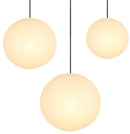 Paper Lanterns 3pcs 12”14”16”Large Round White Chinese Lanterns Paper Lamp Shad Hanging Rice Lantern Pendant Lights for Living Room Bedroom Ceiling Lampshade Party Decor
