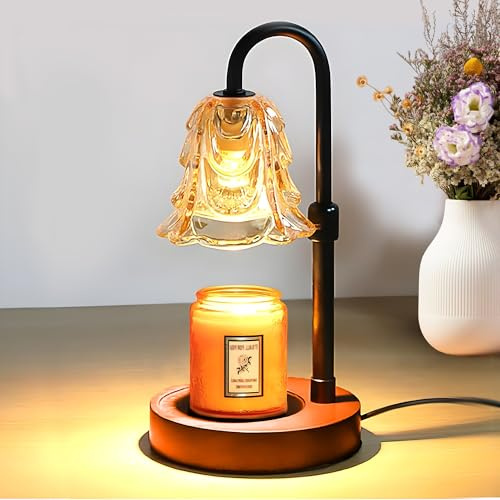 HUZAYL Candle Warmer Lamp with Adjustable Brightness, Safe Electric Candle Melter for Home Decor and Fragrance, Elegant Design with Dimmer Control, Ideal for Relaxation (Flower)