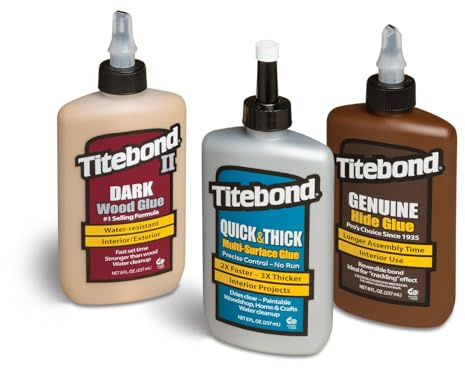 Titebond Profi Holzleim Set – Hautleim, Quick Thick & Dark Wood Glue 237 ml, Starker Holzleim & Holzkleber für Möbelbau, Holzverbindungen, DIY, Heimwerken & Holzprojekte