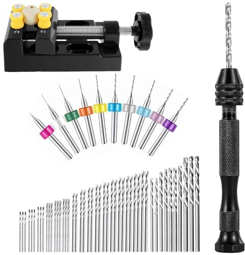 Handborr med stift - 60 st allmänt ändamål, små spiralborrbitar med stift | Hobbyborrmaskin, handborrningssats, hartsborr, borrverktyg
