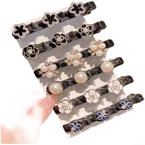 PureBowlic Fermagli per capelli a doppio strato con strass, da donna, fatti a mano, in resina plastica, con separazione laterale, leggeri, graziosi, a forma di farfalla, quadrifoglio, per uno stile