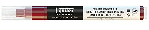 Liquitex 4620311 Professional Paint Marker, Acrylmarker mit hochpigmentierte Acrylfarbe auf Wasserbasis für den Innenbereich & Außenbereich, feine Spitze - Kadmiumrot dunkel Farbton