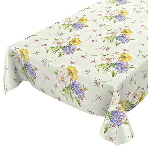 ANRO Wachstuchtischdecke abwaschbar Garten Tischdecke Wachstuch Rund Oval Eckig Indoor Outdoor Blumen Muster Wachstischdecke wasserabweisend Gartentischdecke Meterware pflegeleicht 100x140cm