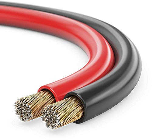sonero® 50 Meter 2x2,50mm² CCA Lautsprecherkabel / Boxenkabel, Farbe: rot/schwarz