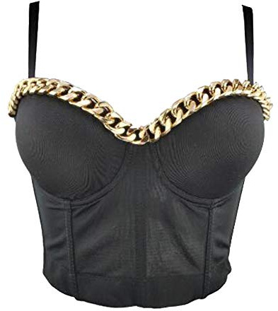 Woboren Punk Goth Push Up Bra Top Clubwear Party Catena corsetto Bustier Crop Top
