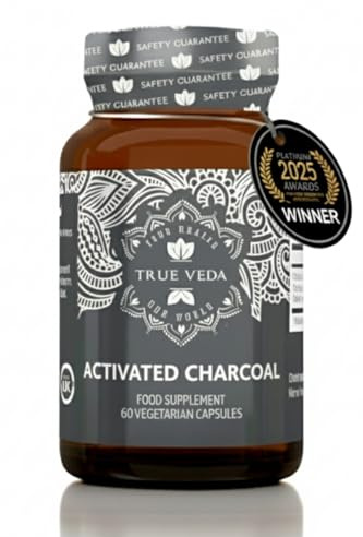 Wild-Crafted Activated Charcoal Capsules | Steam-Activated from Wild-Harvested Coconut Shells | Clean, Natural Ayurvedic Formula| UK Made Plant-Based Activated Charcoal Tablets| 60 Vegan Capsules