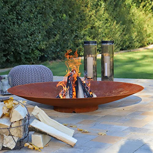 CLGarden Feuerschale aus 3mm Cortenstahl 120cm groß Moderne Edelrost Feuerstelle Corten Stahl Rost Feuer Schale Rostoptik