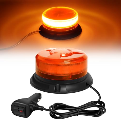 Dinfu Luz de advertencia LED de baliza giratoria, 12V-24V luz de advertencia con magnético y 9 modos para coche tractor UTV remolque SUV J-eep