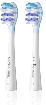 Bürstenkopf usmile Ersatzbürstenköpfe, für Y10PRO mit patentierter Reststoßdämpfung und Luftpolster, kompatibel mit elektrischer Zahnbürste von usmile, 2-Pack