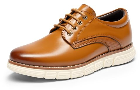 Bruno Marc Boys Dress Shoes, Classic Design with Casual Outsole, Arch Support, Padded Collar, Durable Outsole, Versatile for Special Occasions and Everyday, Size 3 Little Kid,Brown,SBOX2402K