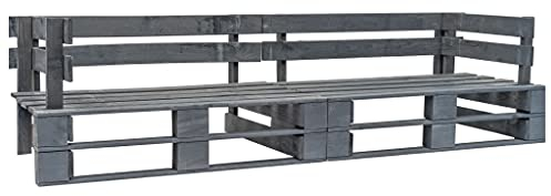 LAPOOH 2-TLG. Garten-Sofagarnitur aus Paletten, Lounge Gartenmöbel, Gartenlounge, Loungemöbel, Balkon Lounge, Sitzecke Balkon, Sitzlounge Garten, Holz Grau