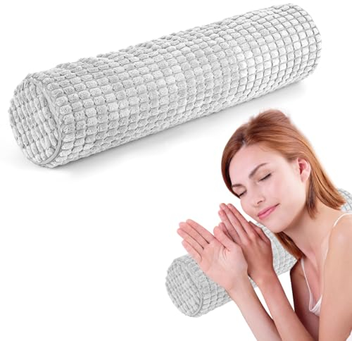 Wapasezyar Nackenrolle mit Bezug, 11x45 cm Reisekissen mit Memory Foam, Plüsch Punkt Waschbar Nackenkissen zur Linderung von Nackenschmerzen, Neck Pillow für Home Office Reisen Yoga Rundzylinder