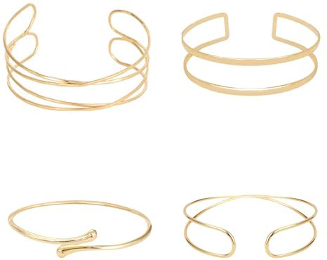 ZXJLWR 4 Stück Oberarmreif Gold, Einstellbar Armreif Gold, Armreifen, Manschette Armband Geschenke, Handgelenk Spiralarmband, Offenes Armreif Oberarm Für Hochzeiten Und Partys