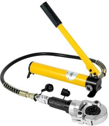 MIIWWOWO 6T Alicates de Prensa Hidráulica V/TH Juego de Prensa de Tubería Hidráulica de Cobre con 9 Matrices, Crimpadora Hidráulica Prensa Radial Juego de Herramientas para Tubos de Aluminio, Tubos