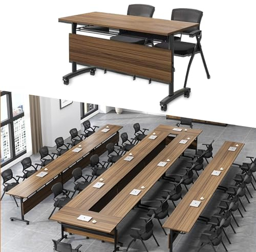 Mesa de oficina plegable con ruedas, mesa de entrenamiento móvil abatible, diseño plegable para conferencias y uso en la oficina