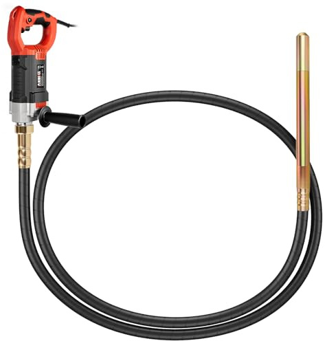 Anbull Vibratore per Calcestruzzo 4 m, 1800 W Vibratore per Cemento, 5500 rpm, Ampiezza: 0,9 mm, Concrete Vibrator, Rosso e nero