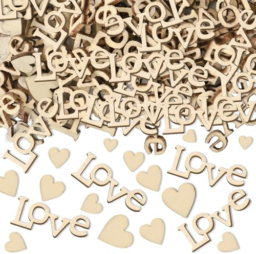 200 Pcs Wedding Table Decoration, Wooden Wedding Confetti Love Hearts Confetti for Wedding Engagement Anniversary Banquets Valentine's Day Decoration