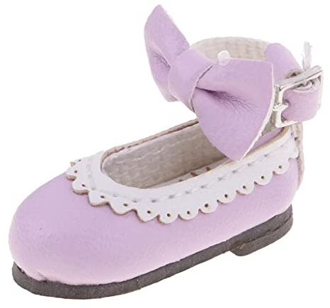 TTETTZ Zapatos para Muñeca 1/6 Zapatos Muñeca Blythe Zapatos de Muñecas BJD Zapatos con Hebilla y Lazo de Cuero PU Adecuados para Coleccionistas Decoración, Púrpura