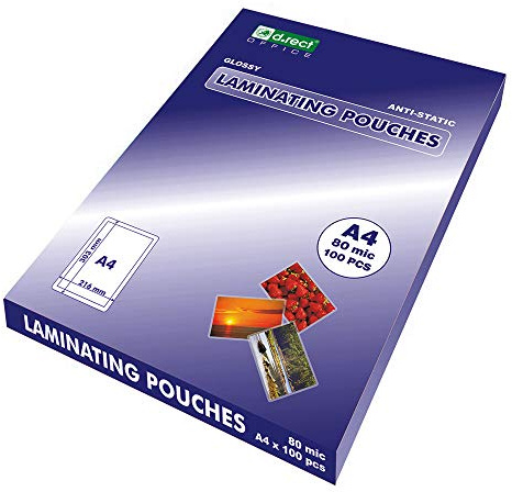 D.RECT Sheets to Laminate A4 - Pack of 100 Units Laminating Pouches 80 Microns 2x80 (160) - Glossy -Transparent - Durable Laminated - Lamination for Long-Lasting Documents