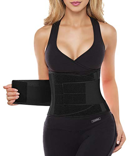 YIANNA Korsett Damen Bauchweg Stark Formend Sport Bauchweggürtel Bauchgurt Nach Geburt Waist Trainer Body Shaper Schwitzgürtel Corsage Shapewear Schwarz 8002 M