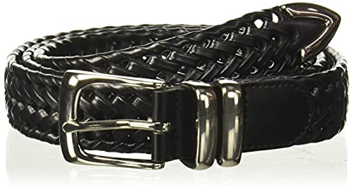 Perry Ellis Men's Portfolio Braided Leather Belt, Black, 42