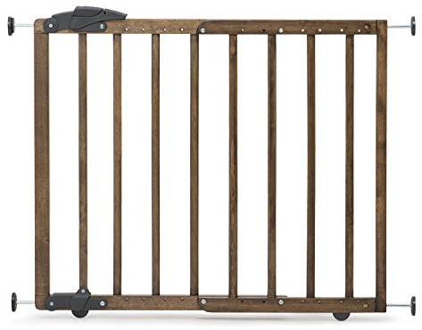 Dreambaby 27.5-41 Nottingham Rustic Wooden Baby Gate for Stairs and Doorways - Two Mount Options: Drill-in Walk Through or No Screw Barrier - Farmhouse Style for Kids and Pets