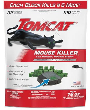 Tomcat Mouse Killer(e) Refillable Station for Indoor Use - Child Resistant (1 Station with 32 Baits)