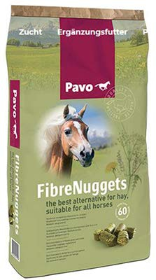 Pavo FibreNuggets 20 kg - Hochwertiger Raufutterersatz - Melasse- und Getreidefrei - Über 60 verschiedene Gräser und Kräuter - Für Pferde - 20 kg