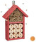 Relaxdays Insektenhotel Bausatz, Insektenhaus für Käfer, Bienen & Florfliegen, zum Selberbauen, HBT 26 x 16 x 6 cm, rot