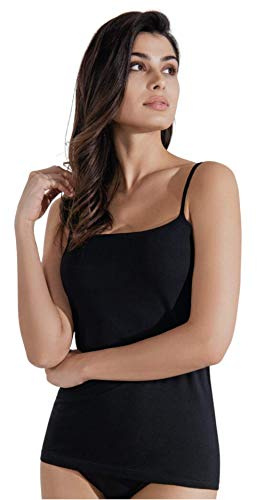 Coconuda® Confezione da 3 Canottiera Donna Cotone Spalla Larga e Spalla Stretta Cannottiere Eleganti Canotta Donna Intimo Cotone Maglia Intima Donna Magliette Top Nero Bianco