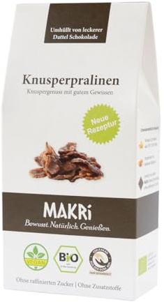 MAKRi® BIO Knusperpralinen aus Dattel Schokolade | Dattelschokolade Ohne Zucker | Vegan & Fair Gehandelt, Schoko Krossies Ohne Raffinierten Zucker | Dattelpralinen, Schokocrossis (1 Stk.)