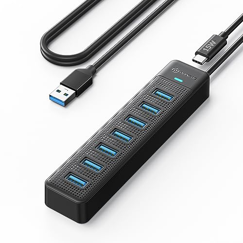 PHIXERO 7 Port USB Hub, 100CM Long Cable USB 3.0 Hub USB Verteiler Adapter, Super Speed 5Gbps Datenhub, Kompatibel mit Allen USB Port Geräten