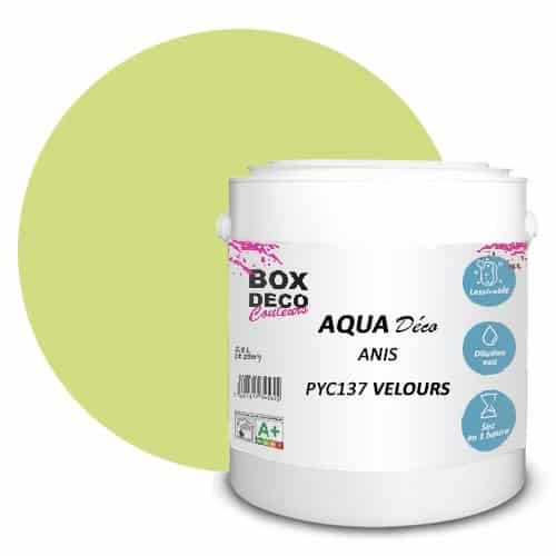 BOX DECO COULEURS Peinture murale acrylique aspect velours Aqua Déco - 750ml, Vert Anis