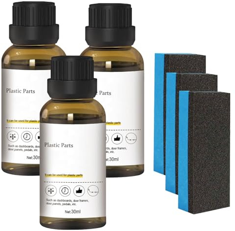 Wenmin Limpiador Plás-Tico para Coche, 30ml Agente Restauración Piezas Plás-Tico para Interiores Automóviles, Agente Renovación Piezas Plás-Tico con Esponja