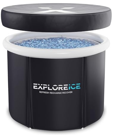 Explore Fitness Ice Bath Tub for Athletes [Improved Model] - Extra Large Cold Tub, Premium Cold Plunge Tub Outdoor, Portable Ice Bath, Ice Barrel Cold Therapy Bath - Pro Max (White/Black)